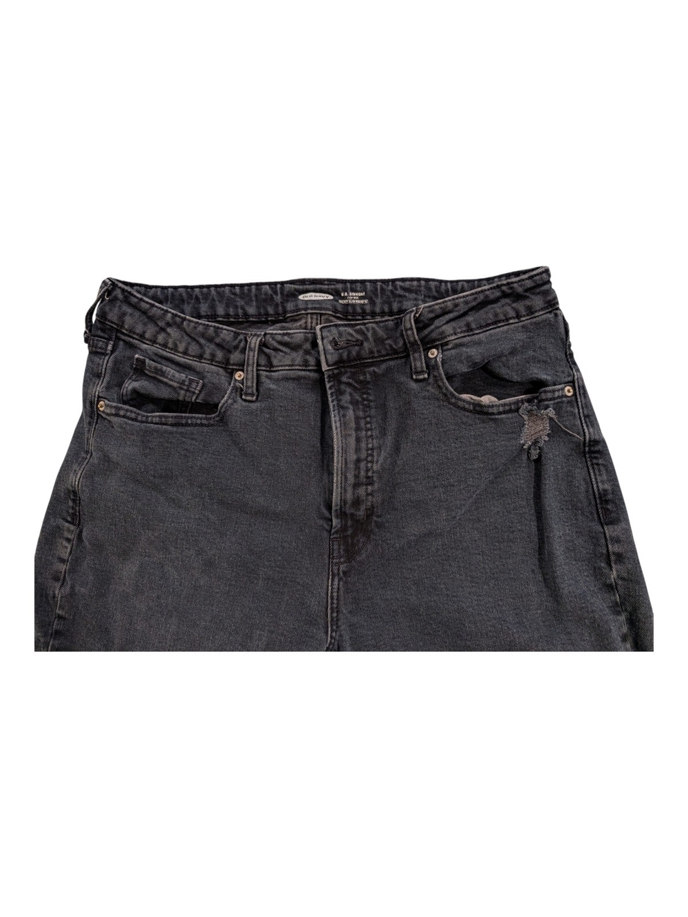 Old Navy Black Straight-Leg Jeans with Distressed Knee - Picture 3 of 8